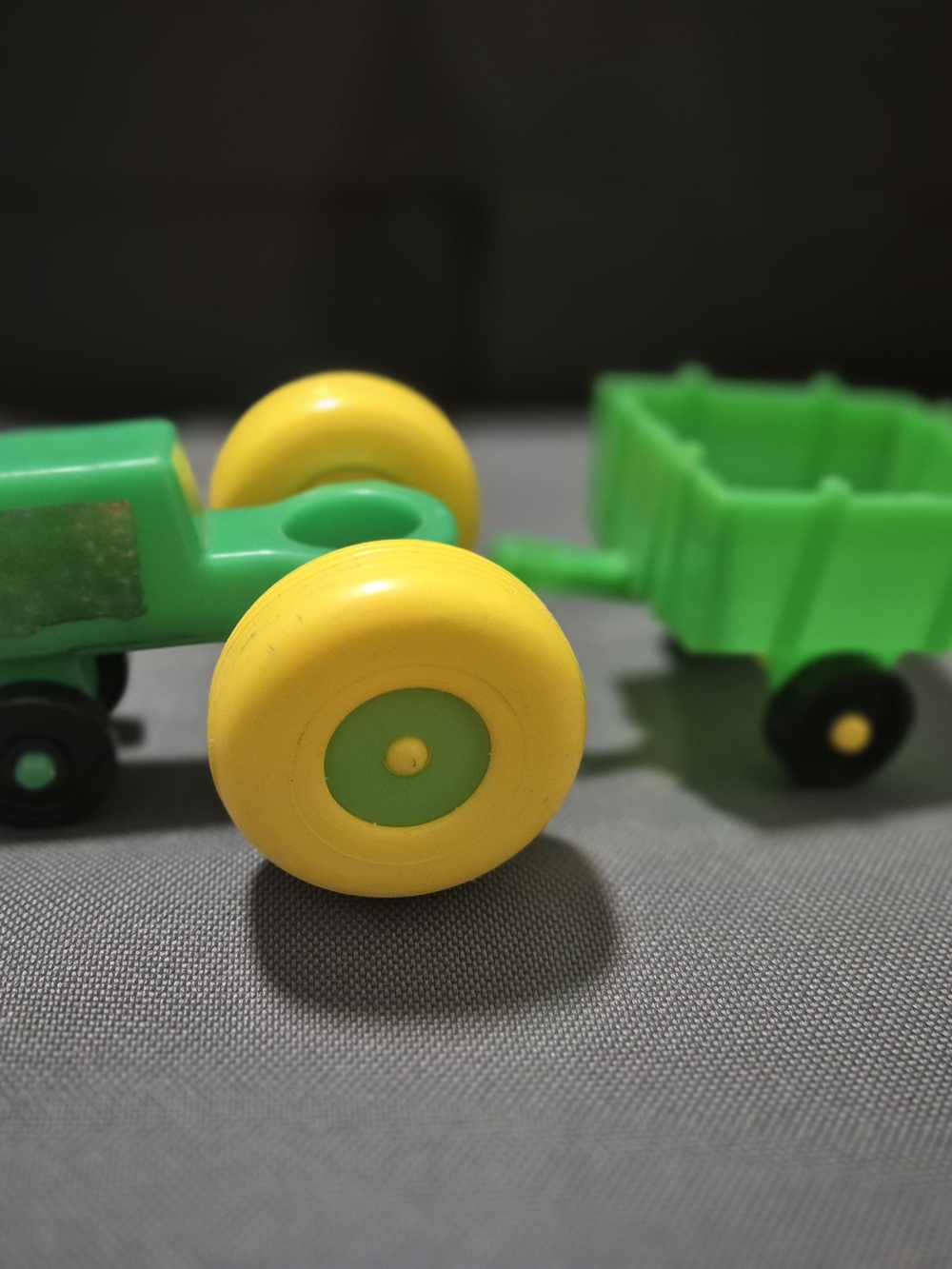 VTG Fisher Price Little People Green Tractor Cart Set